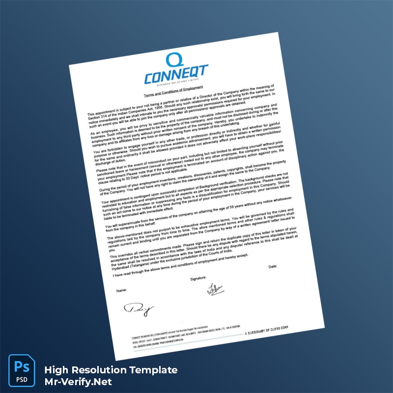Editable India Conneqt Business Solutions Employment Verification Letter Word and Pdf Template 5 page Editable India Conneqt Business Solutions Employment Verification Letter Word and Pdf Template 5 page