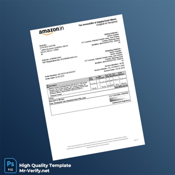 India Cooling Centre Tax Invoice Template in Word and PDF formats India Cooling Centre Tax Invoice Template in Word and PDF formats