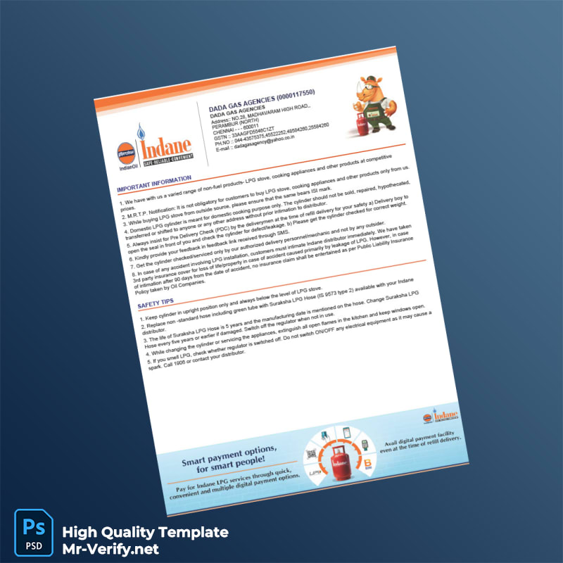 India Dada Gas Agencies Tax Invoice Template in Word and PDF formats 2 page India Dada Gas Agencies Tax Invoice Template in Word and PDF formats 2 page