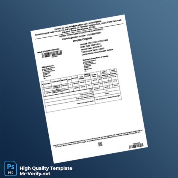 India Decathlon Sports India Pvt Ltd Invoice Template in Word and PDF formats India Decathlon Sports India Pvt Ltd Invoice Template in Word and PDF formats