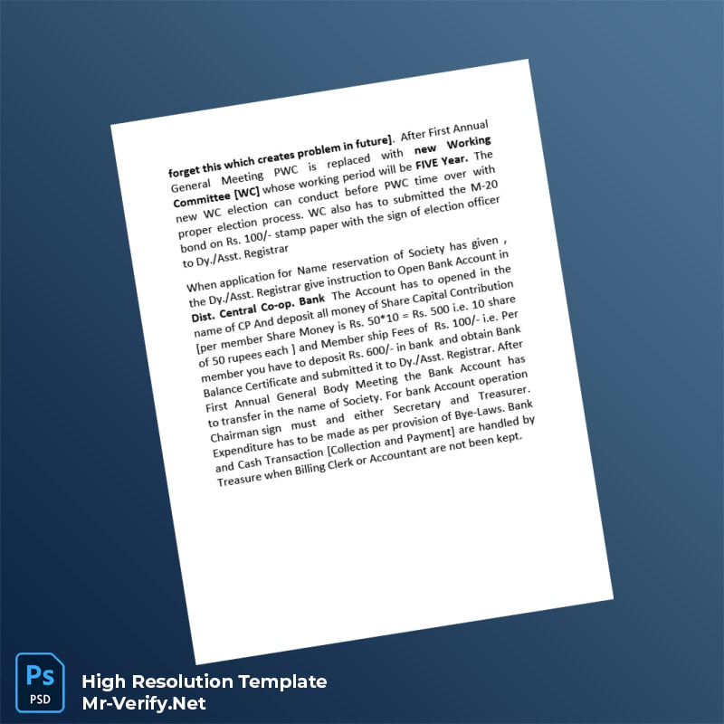 Editable India Deputy Registrar Housing Cooperative Registration Certificate Word and Pdf Template 6 page Editable India Deputy Registrar Housing Cooperative Registration Certificate Word and Pdf Template 6 page