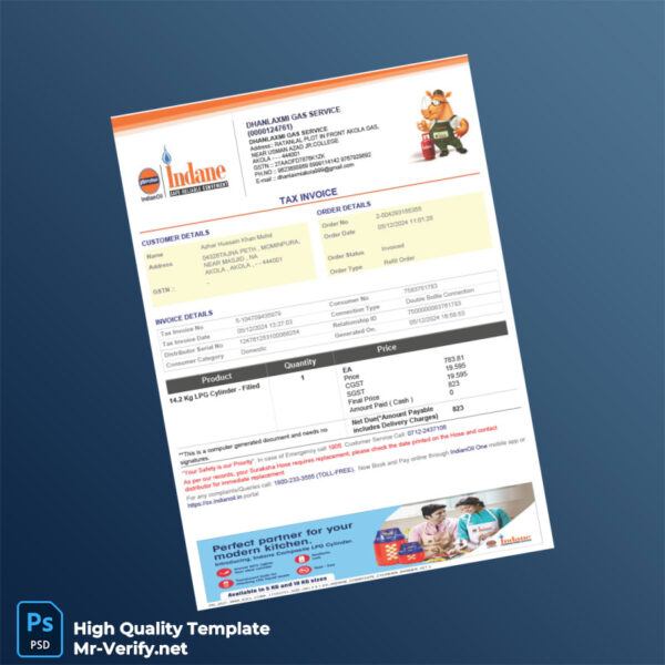 India Dhanlaxmi Gas Service Tax Invoice Template in Word and PDF formats 2 page India Dhanlaxmi Gas Service Tax Invoice Template in Word and PDF formats 2 page