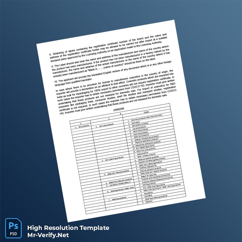 India Drugs Controller General of India Editable Cosmetic Import Registration Guide Word and Pdf Template 4 page India Drugs Controller General of India Editable Cosmetic Import Registration Guide Word and Pdf Template 4 page