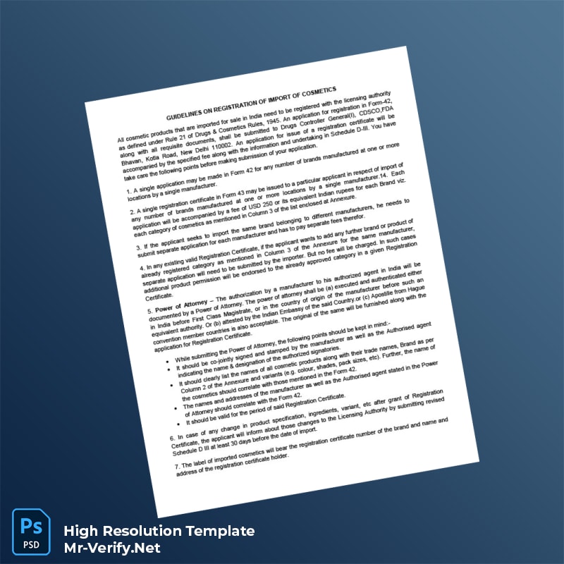 India Drugs Controller General of India Editable Cosmetic Import Registration Guide Word and Pdf Template 4 page India Drugs Controller General of India Editable Cosmetic Import Registration Guide Word and Pdf Template 4 page