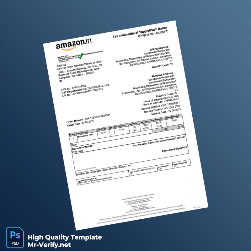 India Elycommerce LLP Invoice Template in Word and PDF formats India Amazon Seller Services Private Limited Tax Invoice Template 2 page India Elycommerce LLP Invoice Template in Word and PDF formats India Amazon Seller Services Private Limited Tax Invoice Template 2 page