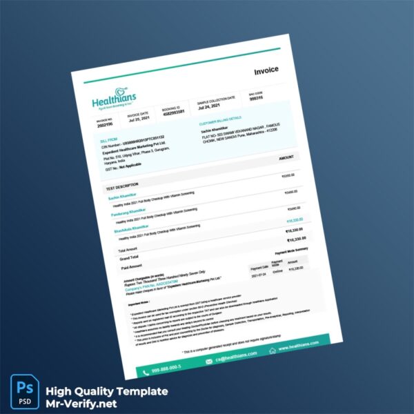 India Expedient Healthcare Marketing Pvt Ltd Invoice Template in Word and PDF formats 2 page India Expedient Healthcare Marketing Pvt Ltd Invoice Template in Word and PDF formats 2 page