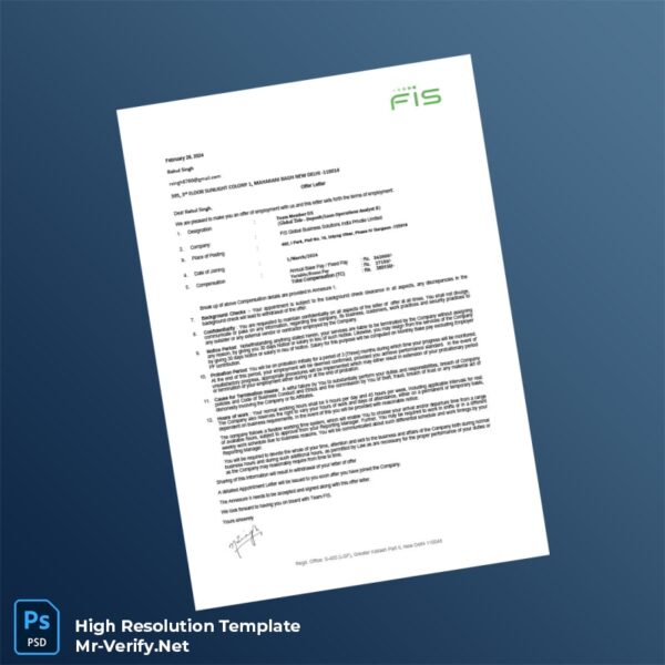 Editable File Template India20FIS20Global20Business20Solutions20Employment20Verification20Letter20Template20in20Word20and20PDF20formats 600x600 - Editable File Template