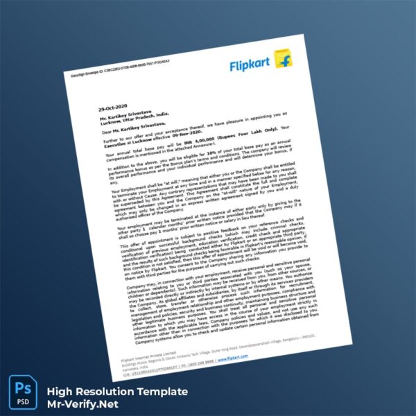 Editable India Flipkart Employment Verification Letter Word and Pdf Template 8 page