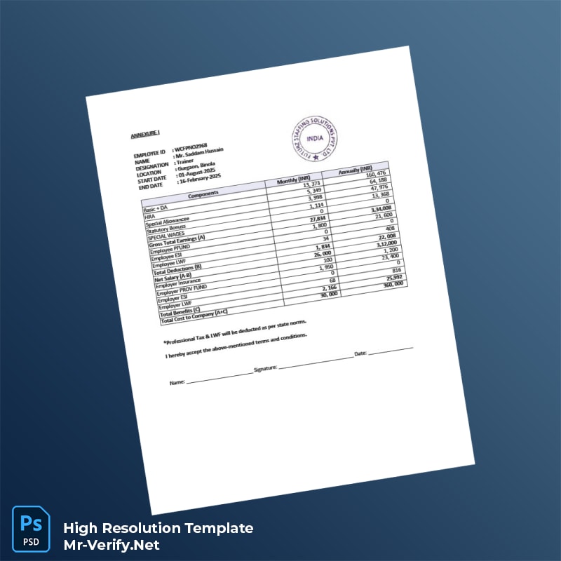 Editable India Futurz Staffing Solutions Pvt Ltd Employment Verification Letter Word and Pdf Template 5 page Editable India Futurz Staffing Solutions Pvt Ltd Employment Verification Letter Word and Pdf Template 5 page