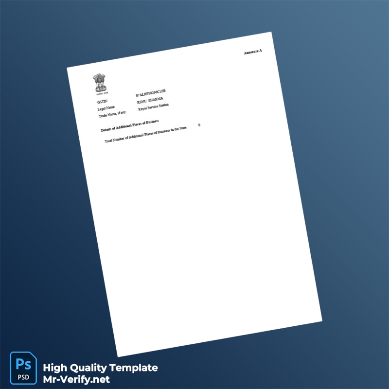 India GST Authority Registration Certificate Template in Word and PDF formats 3 page India GST Authority Registration Certificate Template in Word and PDF formats 3 page