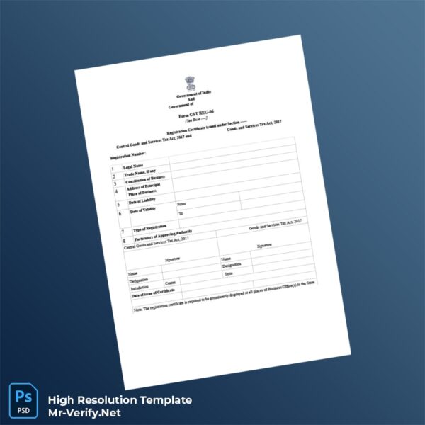 Editable India GST Tax Registration Certificate Word and Pdf Template 4 page