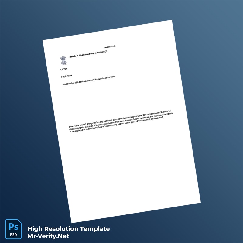 Editable India GST Tax Registration Certificate Word and Pdf Template 4 page Editable India GST Tax Registration Certificate Word and Pdf Template 4 page