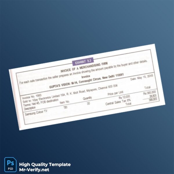 India GUPTA S VISION Invoice Template in Word and PDF formats India GUPTA S VISION Invoice Template in Word and PDF formats