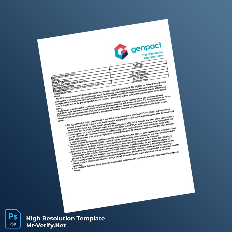 Editable India Genpact Employment Verification Letter Word and Pdf Template 7 page Editable India Genpact Employment Verification Letter Word and Pdf Template 7 page