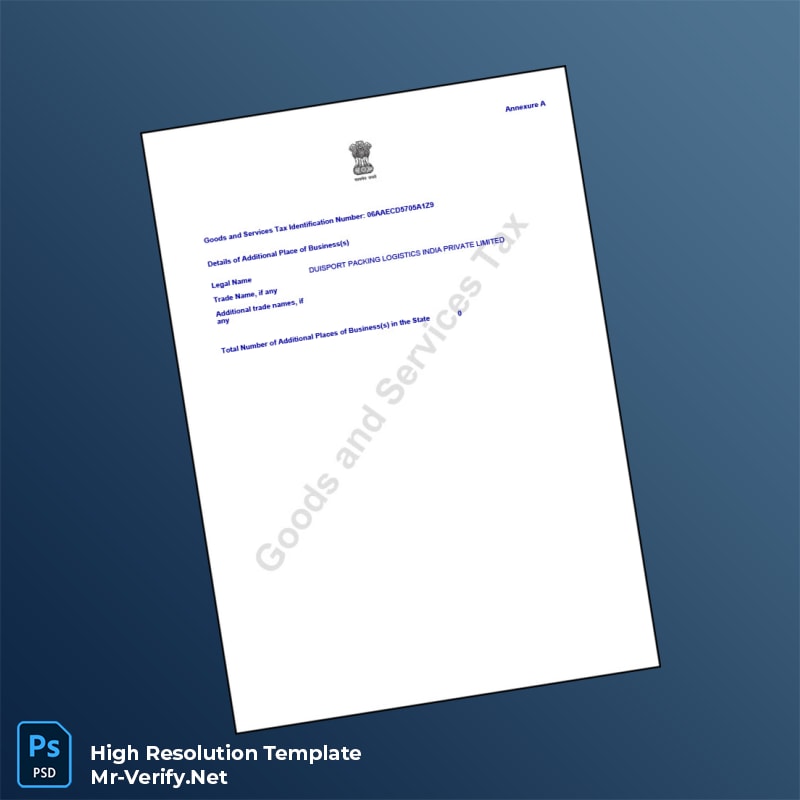 Editable India Goods and Services Tax Registration Certificate Word and Pdf Template 3 page Editable India Goods and Services Tax Registration Certificate Word and Pdf Template 3 page