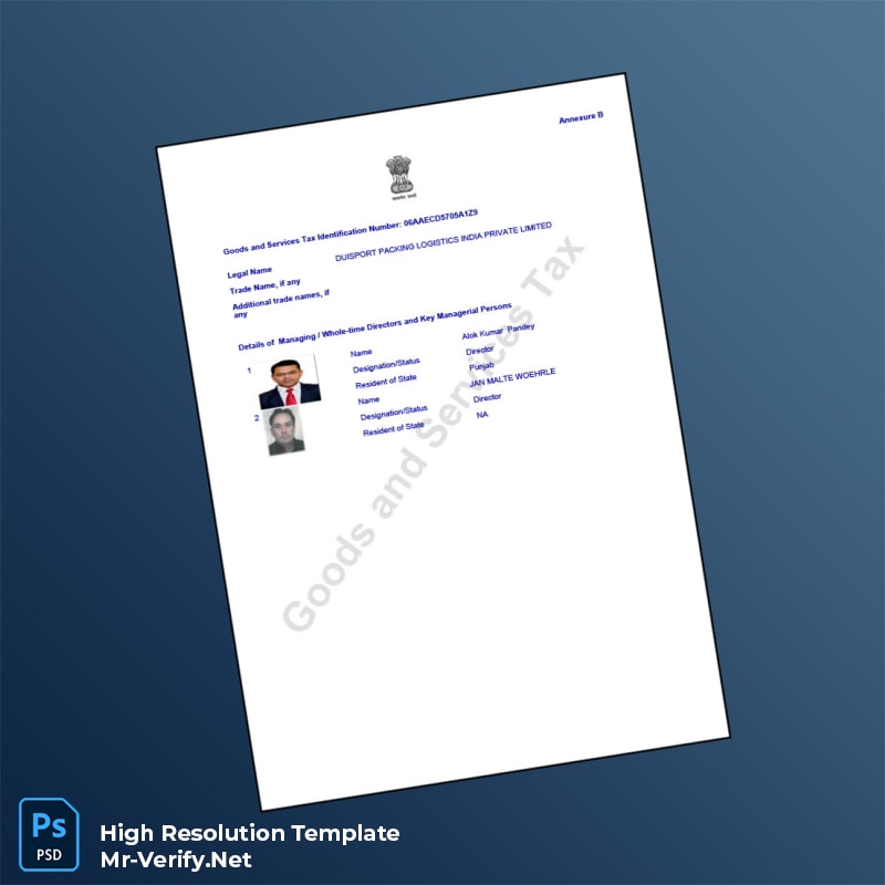 Editable India Goods and Services Tax Registration Certificate Word and Pdf Template 3 page Editable India Goods and Services Tax Registration Certificate Word and Pdf Template 3 page