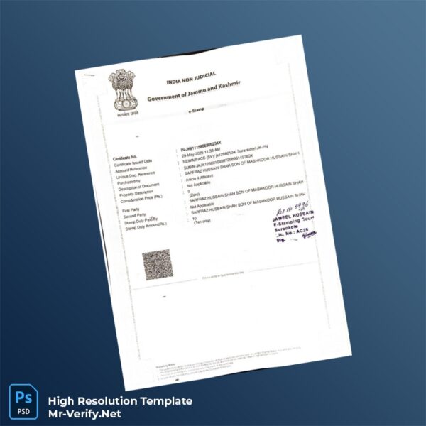Editable India Government Affidavit Registration Certificate Word and Pdf Template 2 page