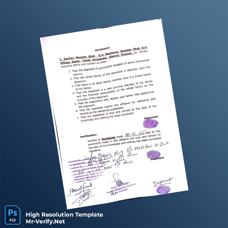 Editable India Government Affidavit Registration Certificate Word and Pdf Template 2 page Editable India Government Affidavit Registration Certificate Word and Pdf Template 2 page