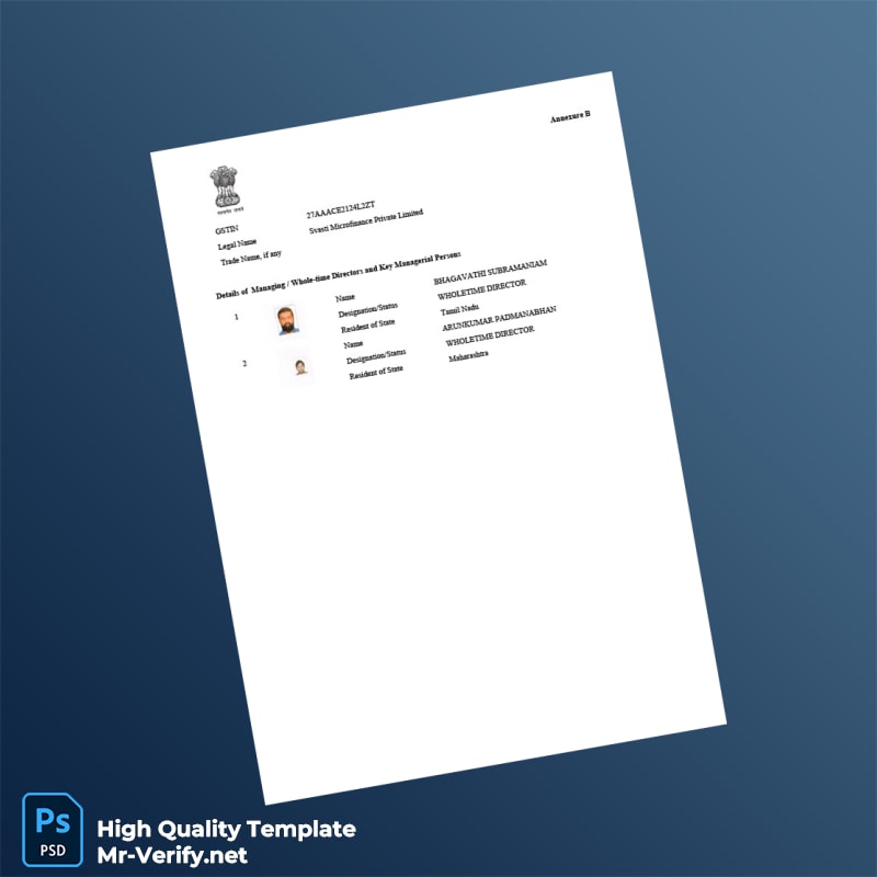India Government Business Registration Certificate Template in Word and PDF formats 3 page India Government Business Registration Certificate Template in Word and PDF formats 3 page