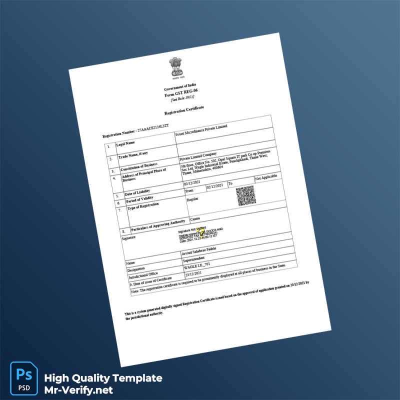 India Government Business Registration Certificate Template in Word and PDF formats 3 page India Government Business Registration Certificate Template in Word and PDF formats 3 page