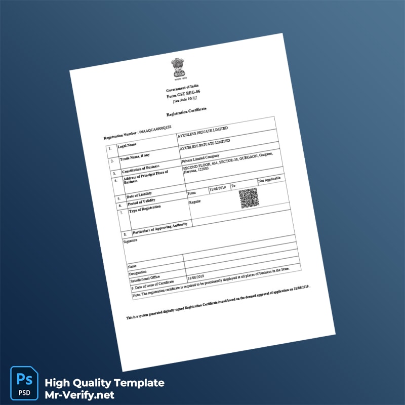 India Government GST Registration Certificate Template in Word and PDF formats 3 page India Government GST Registration Certificate Template in Word and PDF formats 3 page