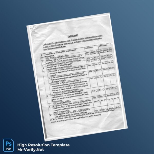 Editable India Government Permanent Registration Checklist Word and Pdf Template 2 page