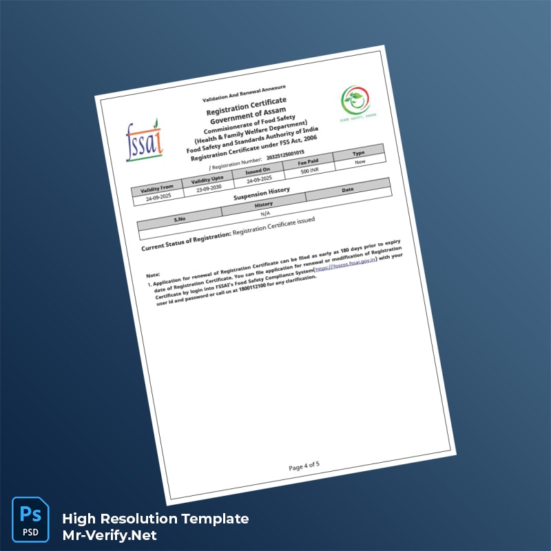 India Government of Assam Editable Business Registration Certificate Word and Pdf Template 5 page India Government of Assam Editable Business Registration Certificate Word and Pdf Template 5 page