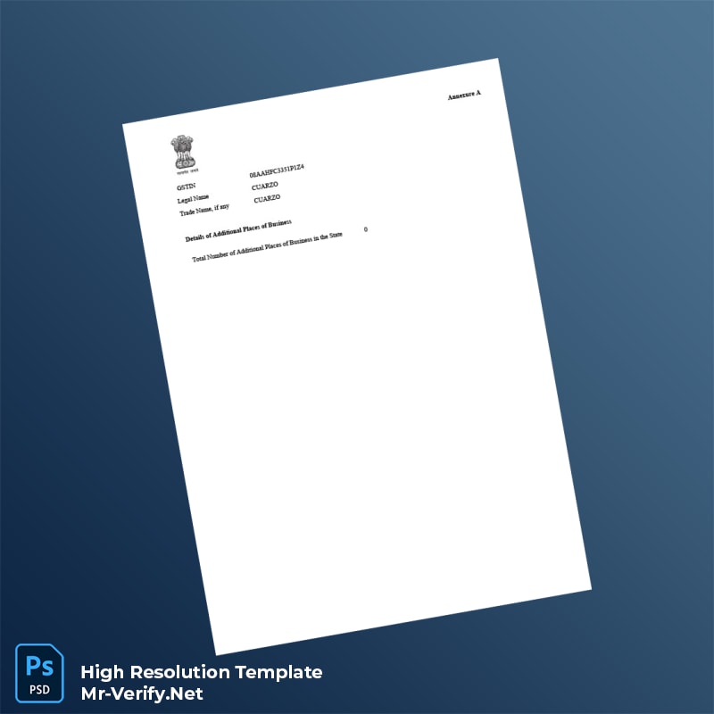 India Government of India Editable GST Registration Certificate Word and Pdf Template 3 page India Government of India Editable GST Registration Certificate Word and Pdf Template 3 page