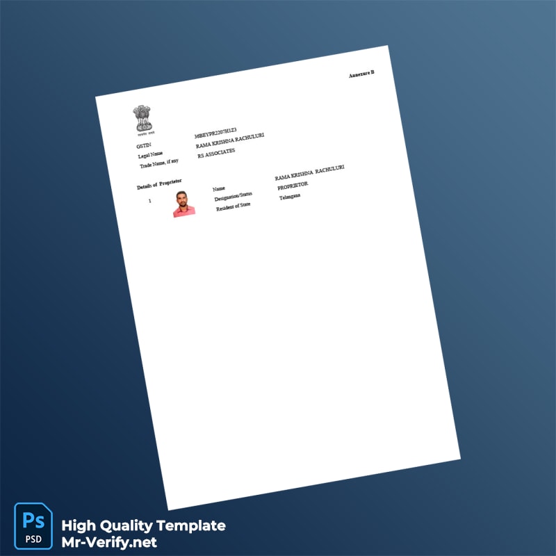 India Government of India GST Registration Certificate Template in Word and PDF formats 3 page India Government of India GST Registration Certificate Template in Word and PDF formats 3 page