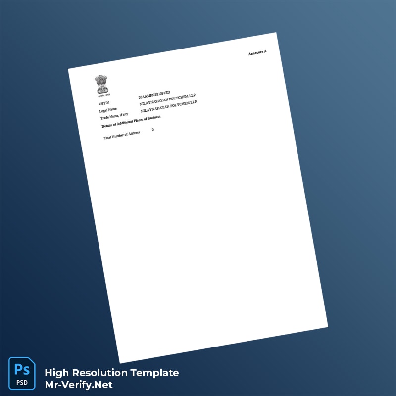 India Government of Jharkhand GST Registration Certificate Word and Pdf Template 3 page India Government of Jharkhand GST Registration Certificate Word and Pdf Template 3 page