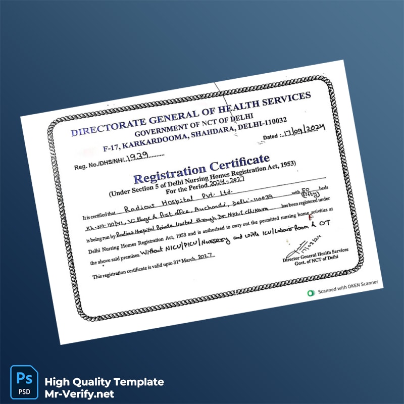 India Government of NCT of Delhi Registration Certificate Template in Word and PDF formats India Government of NCT of Delhi Registration Certificate Template in Word and PDF formats