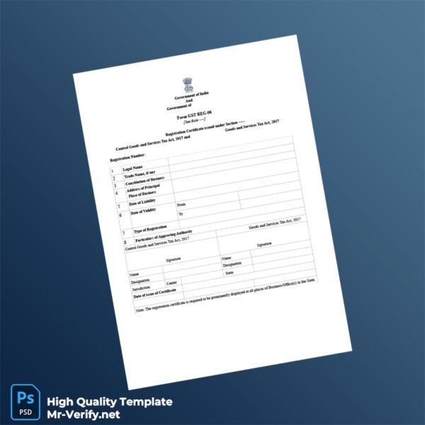 India Government of Tamil Nadu GST Registration Certificate Template in Word and PDF formats 4 page India Government of Tamil Nadu GST Registration Certificate Template in Word and PDF formats 4 page