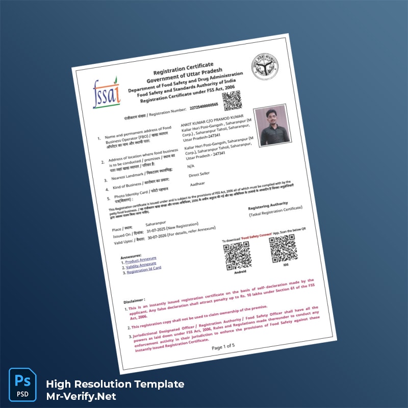Editable India Government of Uttar Pradesh Registration Certificate Word and Pdf Template 5 page Editable India Government of Uttar Pradesh Registration Certificate Word and Pdf Template 5 page