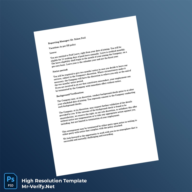 Editable India Greenbiz Agro Industries LLP Offer Letter Word and Pdf Template 4 page Editable India Greenbiz Agro Industries LLP Offer Letter Word and Pdf Template 4 page