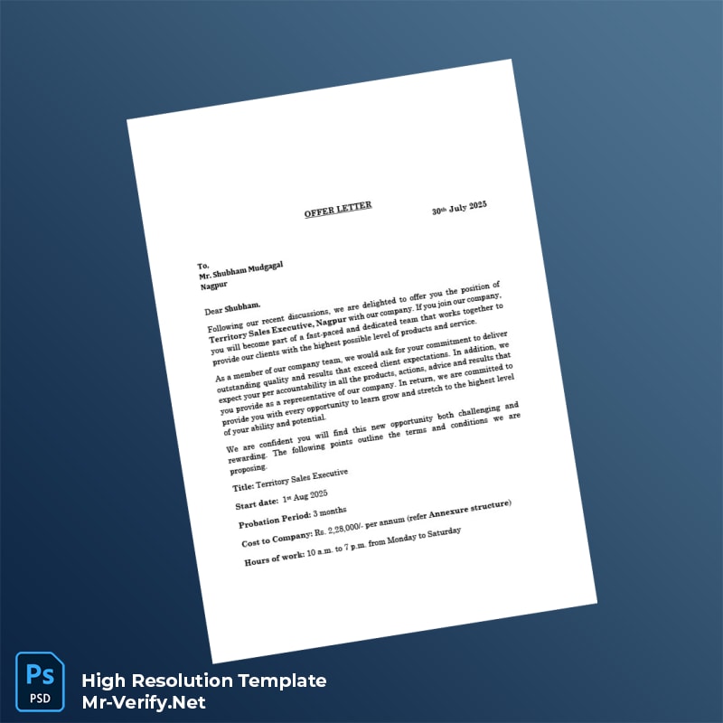 Editable India Greenbiz Agro Industries LLP Offer Letter Word and Pdf Template 4 page Editable India Greenbiz Agro Industries LLP Offer Letter Word and Pdf Template 4 page