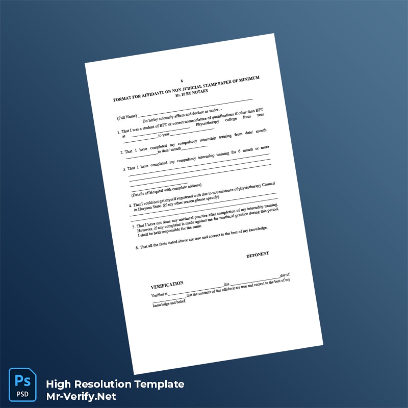Editable India Haryana State Council for Physiotherapy Registration Certificate Word and Pdf Template 7 page Editable India Haryana State Council for Physiotherapy Registration Certificate Word and Pdf Template 7 page