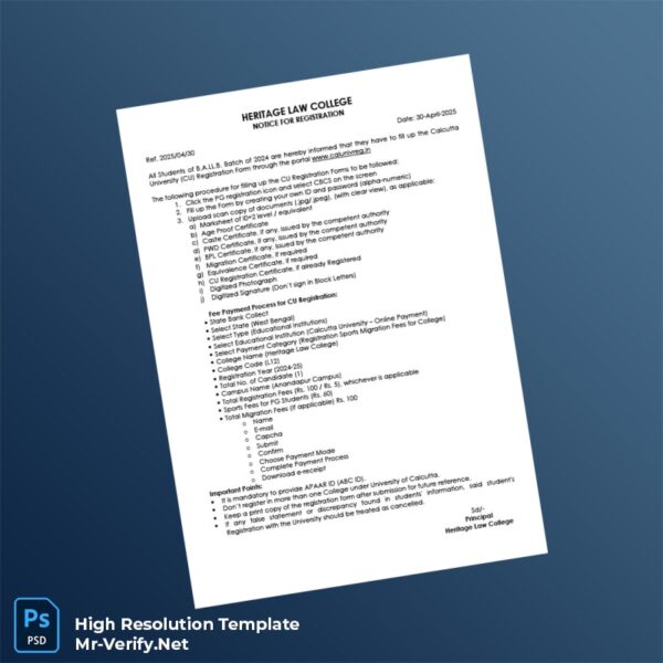 Editable India Heritage Law College Registration Certificate Word and Pdf Template 2 page Editable India Heritage Law College Registration Certificate Word and Pdf Template 2 page