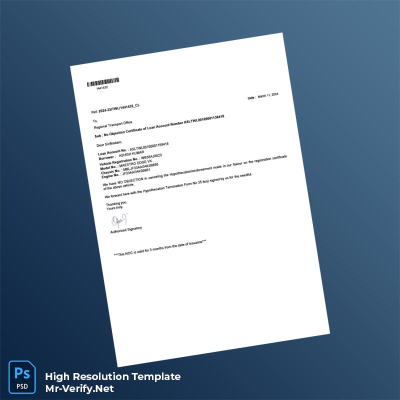 Editable India Hero Fincorp No Objection Certificate Word and Pdf Template 4 page Editable India Hero Fincorp No Objection Certificate Word and Pdf Template 4 page