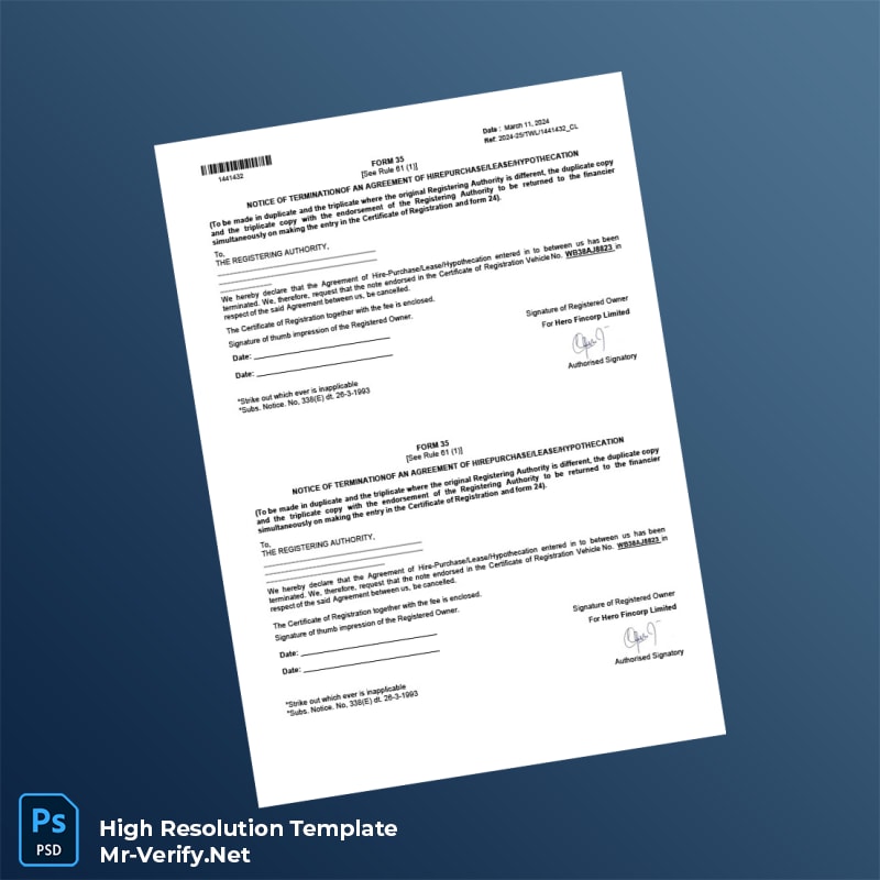 Editable India Hero Fincorp No Objection Certificate Word and Pdf Template 4 page Editable India Hero Fincorp No Objection Certificate Word and Pdf Template 4 page