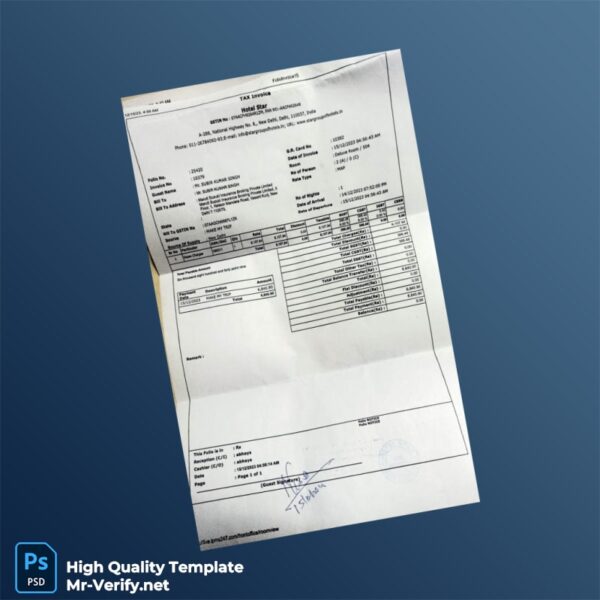 India Hotel Star Invoice Template in Word and PDF formats India Hotel Star Invoice Template in Word and PDF formats