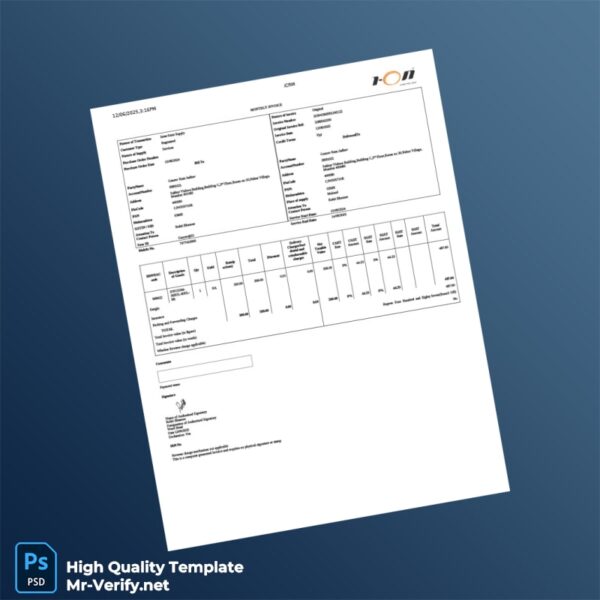 India ION Invoice Template in Word and PDF formats 2 page
