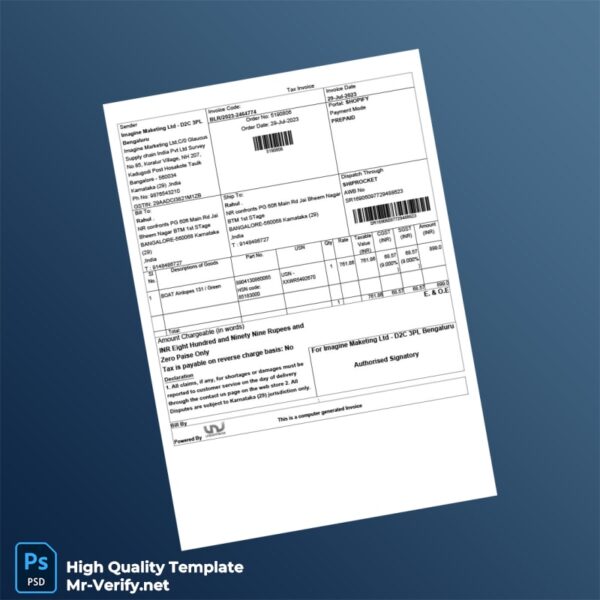 India Imagine Marketing Ltd Invoice Template in Word and PDF formats