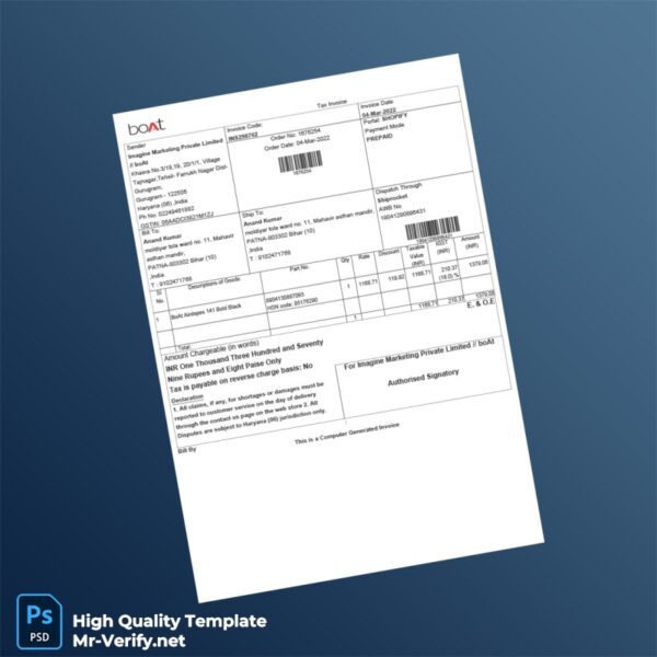 India Imagine Marketing Private Limited Invoice Template in Word and PDF formats India Imagine Marketing Private Limited Invoice Template in Word and PDF formats