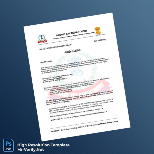 Editable India Income Tax Department Employment Verification Letter Word and Pdf Template 3 page Editable India Income Tax Department Employment Verification Letter Word and Pdf Template 3 page