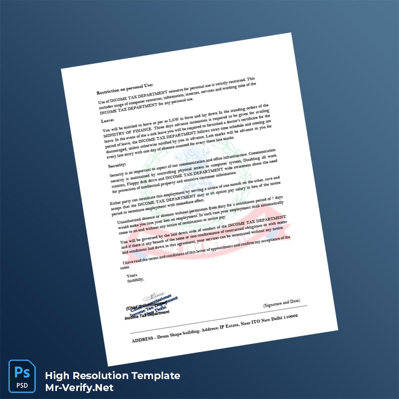 Editable India Income Tax Department Employment Verification Letter Word and Pdf Template 3 page Editable India Income Tax Department Employment Verification Letter Word and Pdf Template 3 page