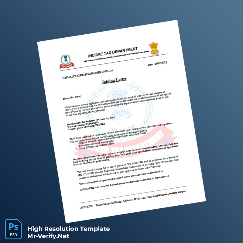 Editable India Income Tax Department Employment Verification Letter Word and Pdf Template 3 page Editable India Income Tax Department Employment Verification Letter Word and Pdf Template 3 page