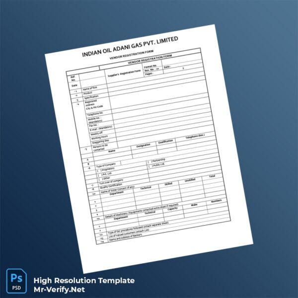 India Indian Oil Adani Gas Pvt Limited Vendor Registration Form Word and Pdf Template 5 page India Indian Oil Adani Gas Pvt Limited Vendor Registration Form Word and Pdf Template 5 page