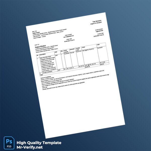 India Invoice for Women s Dress Material Template in Word and PDF formats India Invoice for Women s Dress Material Template in Word and PDF formats