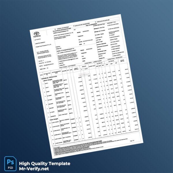 India JD Toyota Invoice Template in Word and PDF formats 4 page India JD Toyota Invoice Template in Word and PDF formats 4 page