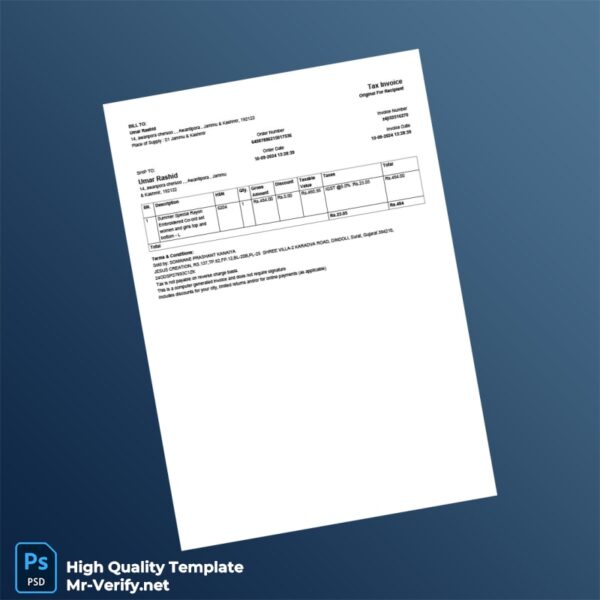 India Jesus Creation Invoice Template in Word and PDF formats